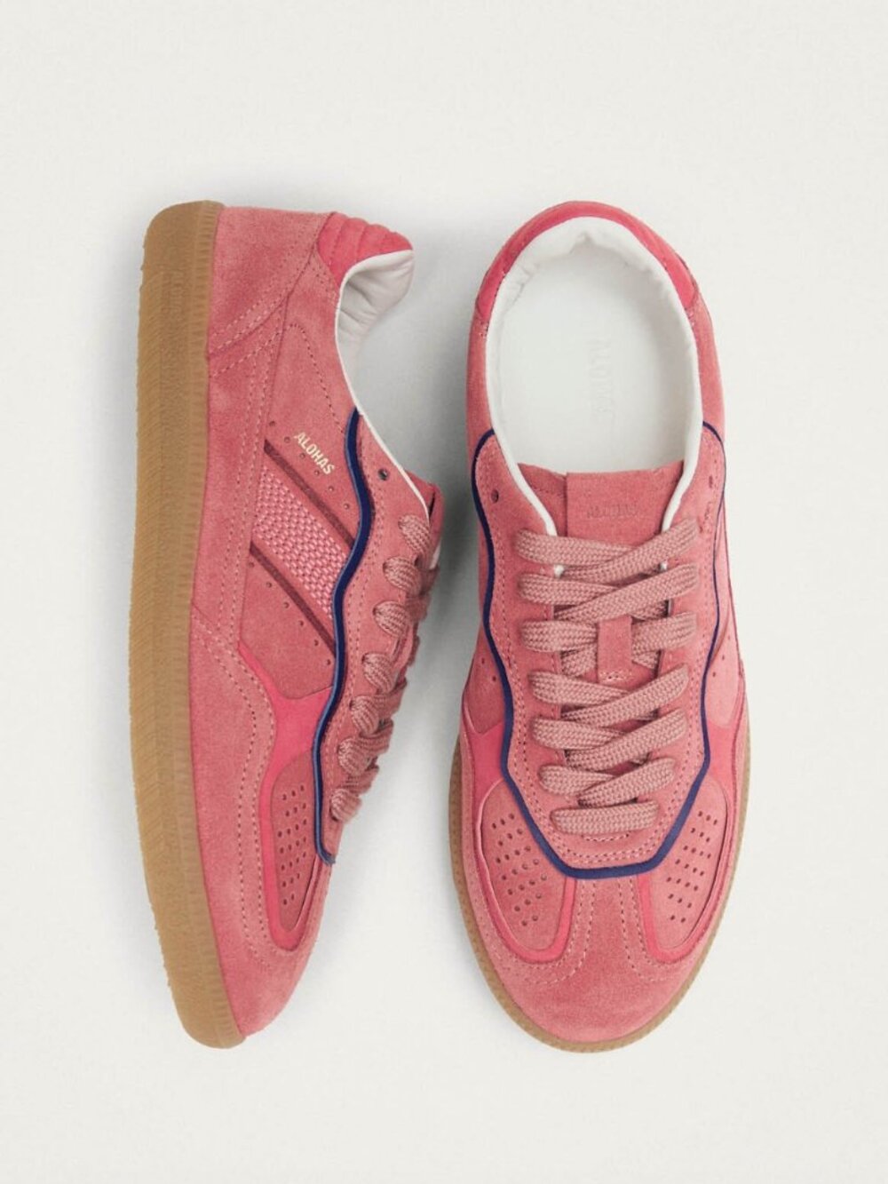 ALOHAS Tb.490 Rife Pink Suede Sneakers with Blue Accents | Size 38 (US 7-7.5)